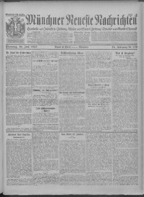 Münchner neueste Nachrichten Dienstag 30. Juni 1925