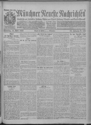 Münchner neueste Nachrichten Dienstag 14. April 1925