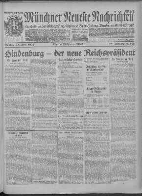 Münchner neueste Nachrichten Montag 27. April 1925