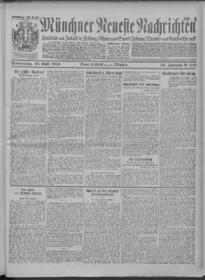 Münchner neueste Nachrichten Donnerstag 30. April 1925