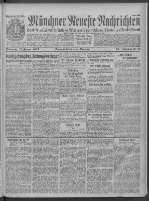 Münchner neueste Nachrichten Mittwoch 17. Januar 1923