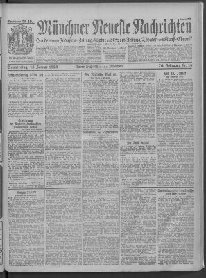 Münchner neueste Nachrichten Donnerstag 18. Januar 1923