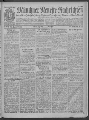 Münchner neueste Nachrichten Freitag 19. Januar 1923