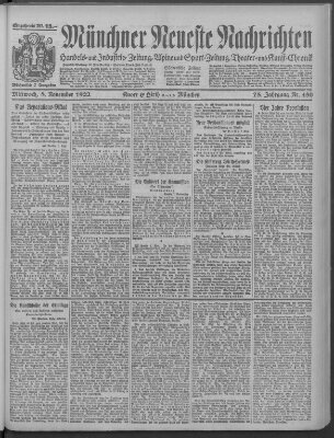 Münchner neueste Nachrichten Mittwoch 8. November 1922