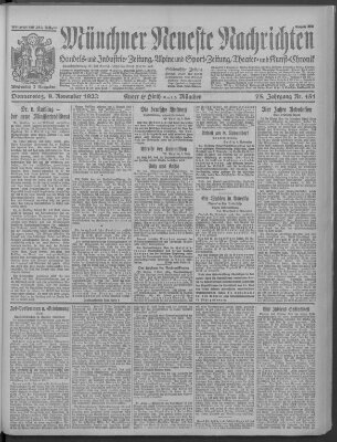 Münchner neueste Nachrichten Donnerstag 9. November 1922