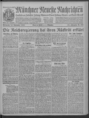 Münchner neueste Nachrichten Mittwoch 15. November 1922