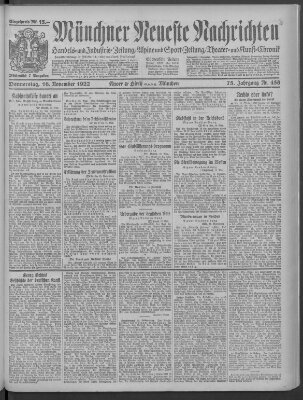 Münchner neueste Nachrichten Donnerstag 16. November 1922