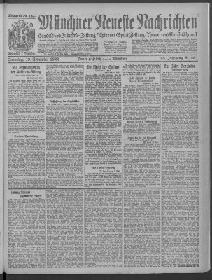 Münchner neueste Nachrichten Sonntag 19. November 1922