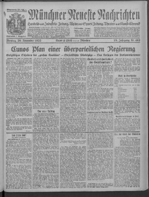 Münchner neueste Nachrichten Montag 20. November 1922