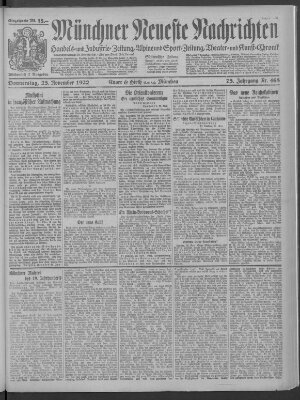 Münchner neueste Nachrichten Donnerstag 23. November 1922