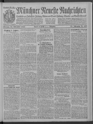 Münchner neueste Nachrichten Montag 27. November 1922