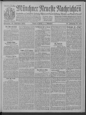 Münchner neueste Nachrichten Dienstag 28. November 1922