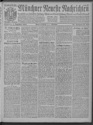 Münchner neueste Nachrichten Samstag 2. Dezember 1922