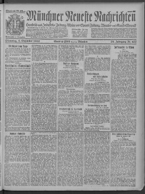 Münchner neueste Nachrichten Dienstag 5. Dezember 1922