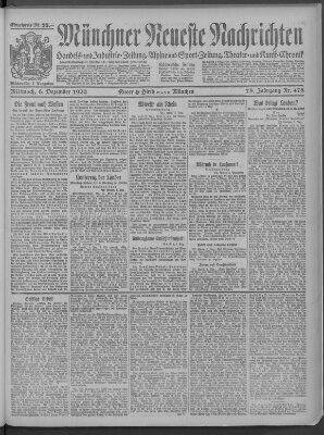 Münchner neueste Nachrichten Mittwoch 6. Dezember 1922