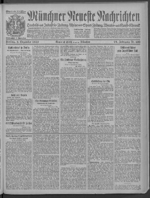 Münchner neueste Nachrichten Freitag 8. Dezember 1922