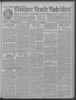 Münchner neueste Nachrichten Sonntag 10. Dezember 1922