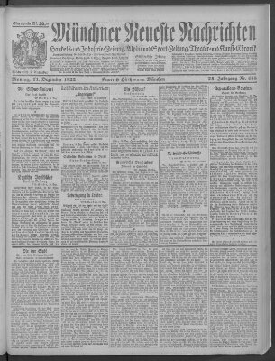 Münchner neueste Nachrichten Montag 11. Dezember 1922