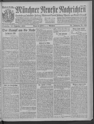 Münchner neueste Nachrichten Samstag 16. Dezember 1922