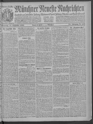 Münchner neueste Nachrichten Sonntag 17. Dezember 1922