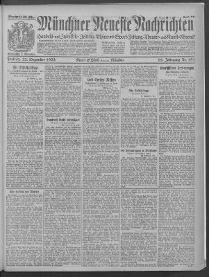 Münchner neueste Nachrichten Freitag 22. Dezember 1922