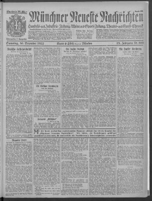 Münchner neueste Nachrichten Samstag 30. Dezember 1922