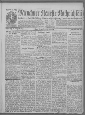 Münchner neueste Nachrichten Sonntag 3. August 1924