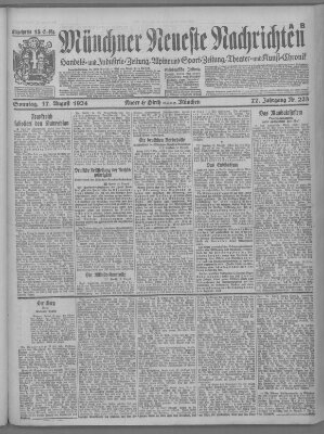 Münchner neueste Nachrichten Sonntag 17. August 1924