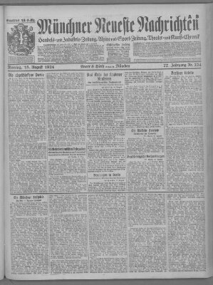 Münchner neueste Nachrichten Montag 18. August 1924