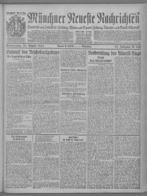 Münchner neueste Nachrichten Donnerstag 21. August 1924