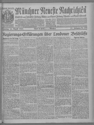 Münchner neueste Nachrichten Sonntag 24. August 1924