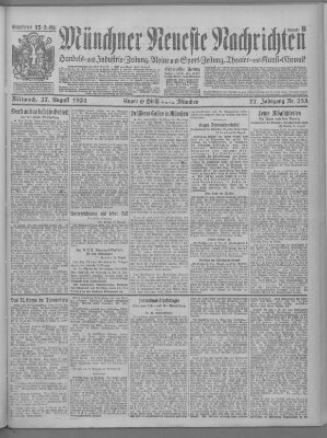 Münchner neueste Nachrichten Mittwoch 27. August 1924