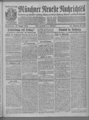 Münchner neueste Nachrichten Donnerstag 28. August 1924