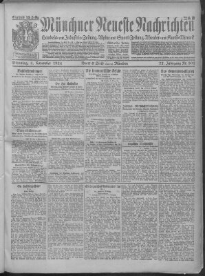 Münchner neueste Nachrichten Dienstag 4. November 1924