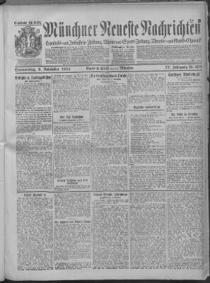 Münchner neueste Nachrichten Donnerstag 6. November 1924