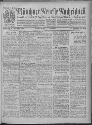 Münchner neueste Nachrichten Sonntag 9. November 1924