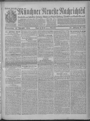 Münchner neueste Nachrichten Donnerstag 13. November 1924