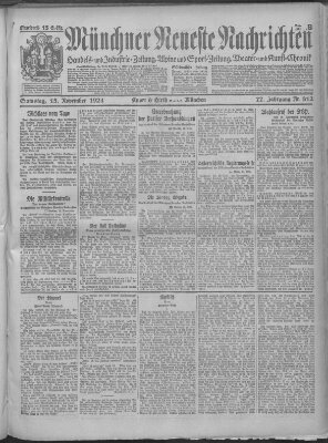 Münchner neueste Nachrichten Samstag 15. November 1924