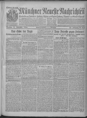 Münchner neueste Nachrichten Montag 17. November 1924