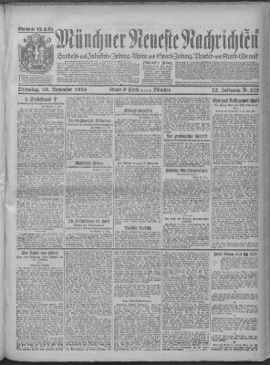 Münchner neueste Nachrichten Dienstag 18. November 1924