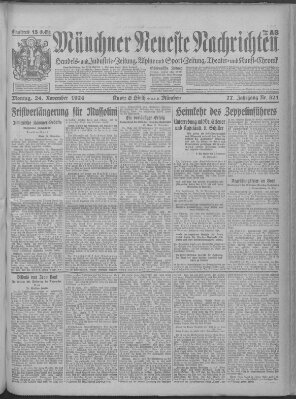 Münchner neueste Nachrichten Montag 24. November 1924