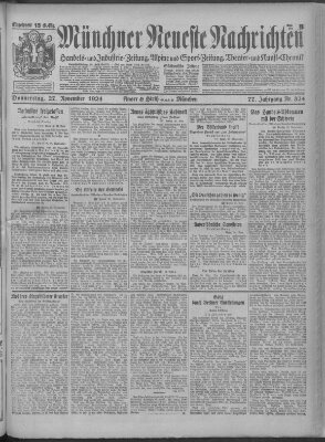 Münchner neueste Nachrichten Donnerstag 27. November 1924