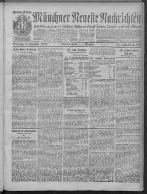 Münchner neueste Nachrichten Dienstag 9. Dezember 1924