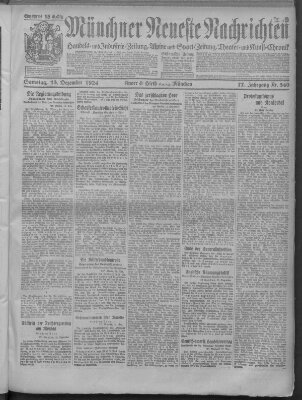 Münchner neueste Nachrichten Samstag 13. Dezember 1924