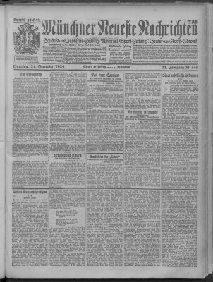 Münchner neueste Nachrichten Sonntag 21. Dezember 1924