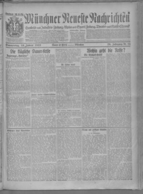 Münchner neueste Nachrichten Donnerstag 15. Januar 1925