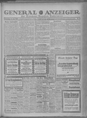 Münchner neueste Nachrichten Donnerstag 15. Januar 1925