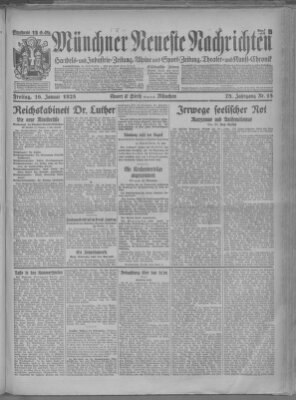 Münchner neueste Nachrichten Freitag 16. Januar 1925