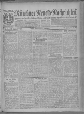 Münchner neueste Nachrichten Samstag 17. Januar 1925