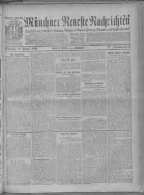 Münchner neueste Nachrichten Mittwoch 21. Januar 1925